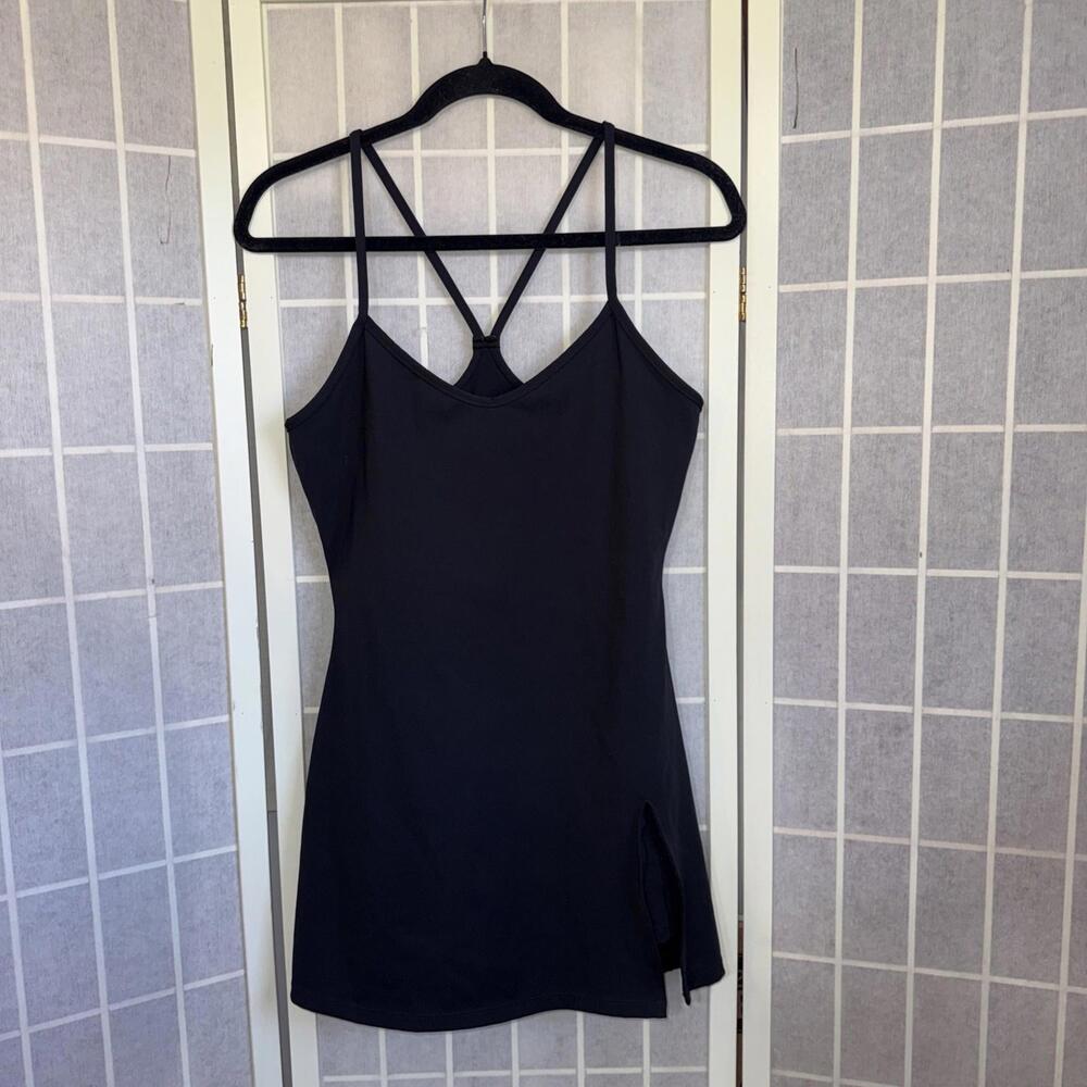 Justfab Black Preppy Tennis Golf Country Club Athleisure Gym Skort Romper Dress